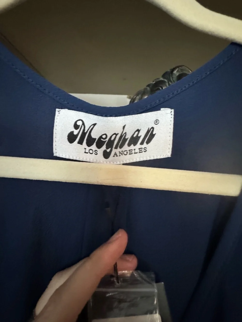 Meghan LA Navy Blue Maxi Wrap Dress with Tie Waist - Picture 4 of 6